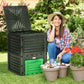 Outsunny Garden Compost Bin Large Outdoor Compost Container 80 Gallon Fast Creation of Fertile Soil Aerating Compost Box, Easy Assembly, Black