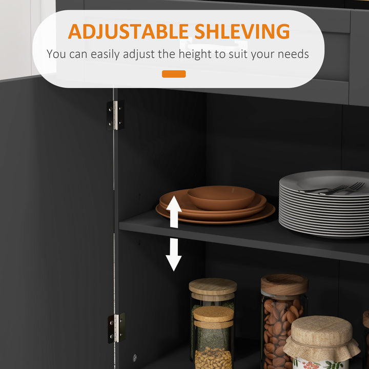 HOMCOM Foldable Kitchen Island with Storage Drawer, Farmhouse Style Rolling Utility Cart, Coffee Bar Cabinet on Wheels with Drop-Leaf Wood Top, White