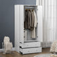 HOMCOM Modern Wardrobe Closet Armoire with 2 Drawers and Hanging Rod, Clothes Storage Organizer with Anti-tipping Design for Bedroom, White