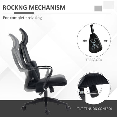 Vinsetto Office Chair High Back, Ergonomic Mesh Computer Chair Executive Task Chair with Massage Lumbar Support & Headrest Rocking