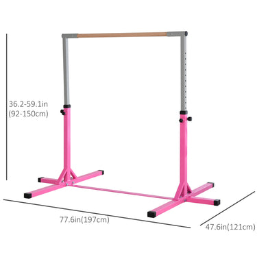 Soozier Professional Gymnastics Bar for Kids, Toddler Home Gymnastics Equipment with 13-level Adjustable Height, Pink
