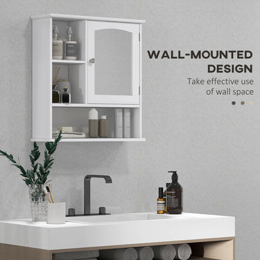 kleankin Wall-Mounted Medicine Cabinet, Bathroom Mirror Cabinet with Doors and Storage Shelves, White