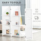 HOMCOM 4-Panel Wall Partition Room Separator with 3 Storage Shelves Foldable Design Wooden Frame 5.6FT White