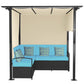 Outsunny Wicker Patio Furniture, Outdoor PE Rattan Sofa Set with Retractable Canopy Pergola, Shade Shelter for Deck, Pool, Garden, Terrace, Blue