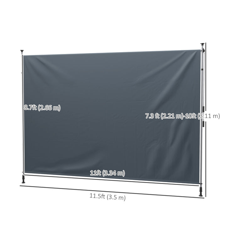 Outsunny 11.5' x 10' Manual Retractable Patio Awning, Outdoor Privacy Screen with UPF30+ & Water-Resistant Fabric, Dark Grey