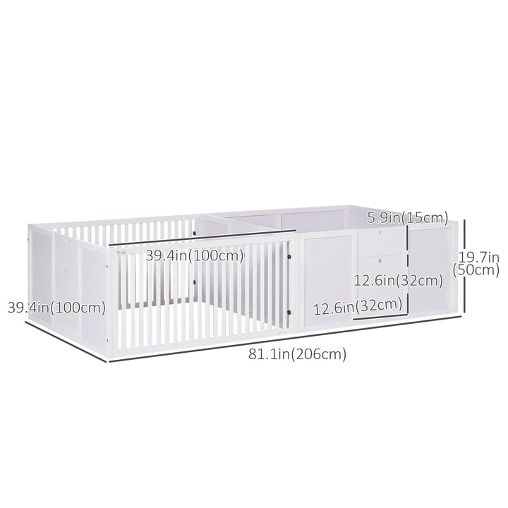 PawHut Whelping Box for Dogs, 20"H Puppy Whelping Box with Removable Doors, Dog Birth Supplies & Essentials for Indoor, 81" x 39" x 20", White