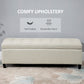 HOMCOM Rectangular Entry Bench, Tufted Upholstered Linen Fabric Wood Feet Storage Ottoman Bench, Beige