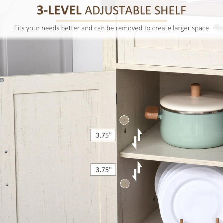 HOMCOM Farmhouse Kitchen Storage Cabinet, Sideboard Buffet Cabinet with 2 Rustic Barn Doors and Drawer, Oak