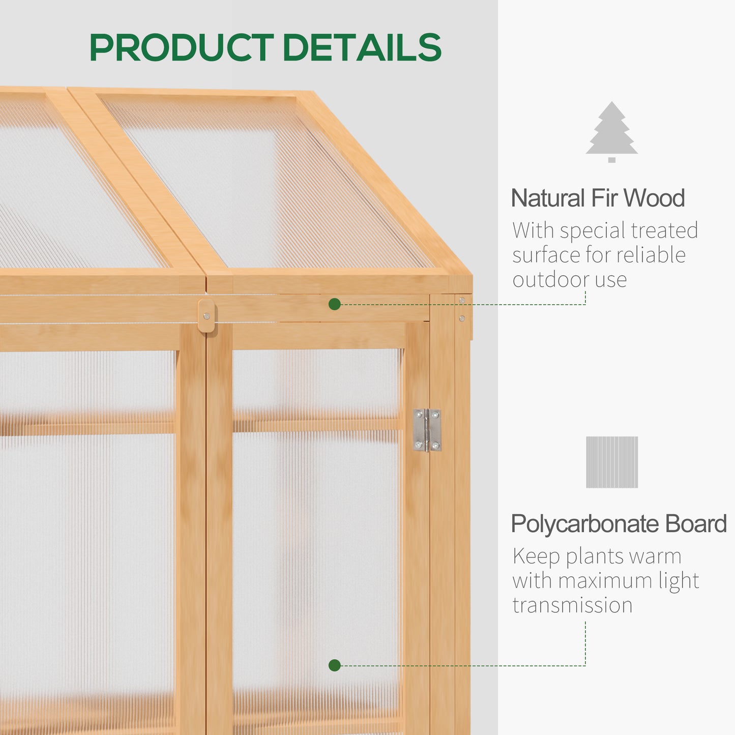 Outsunny Wooden Cold Frame Greenhouse, Raised Planter Bed Protection with Openable Top and 3 Shelves for Outdoor Indoor, 27.5" x 19.75" x 47.25", Brown