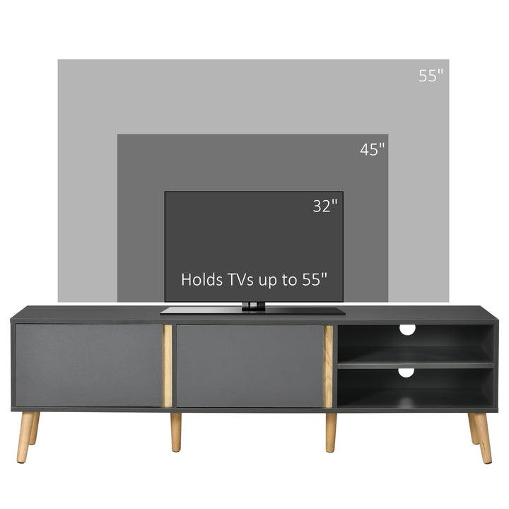 HOMCOM TV Stand for TVs up to 55", TV Cabinet with Shelves and Cable Holes, Entertainment Unit for Living Room, Dark Grey