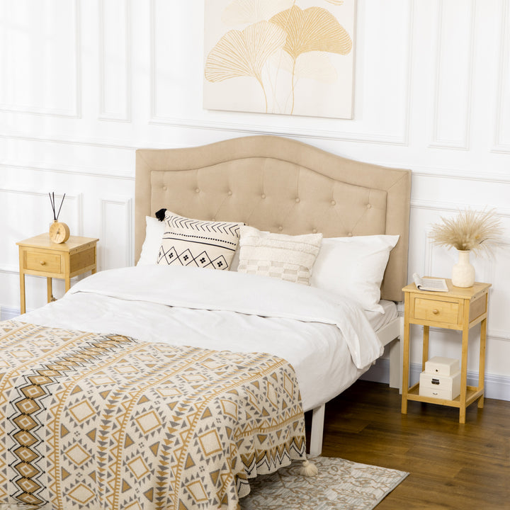 HOMCOM Bamboo Side Table with Drawer and Storage Shelf, Slim End Table Nightstand for Small Spaces, Natural