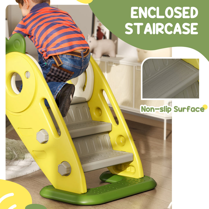 Qaba 3 in 1 Foldable Toddler Slide with Basketball Hoop, Climber, for 1-3 Years Old, Yellow