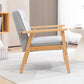 HOMCOM Mid-Century Accent Chair Modern Fabric Upholstered Tufted Back Lounge Sofa Seat - Grey