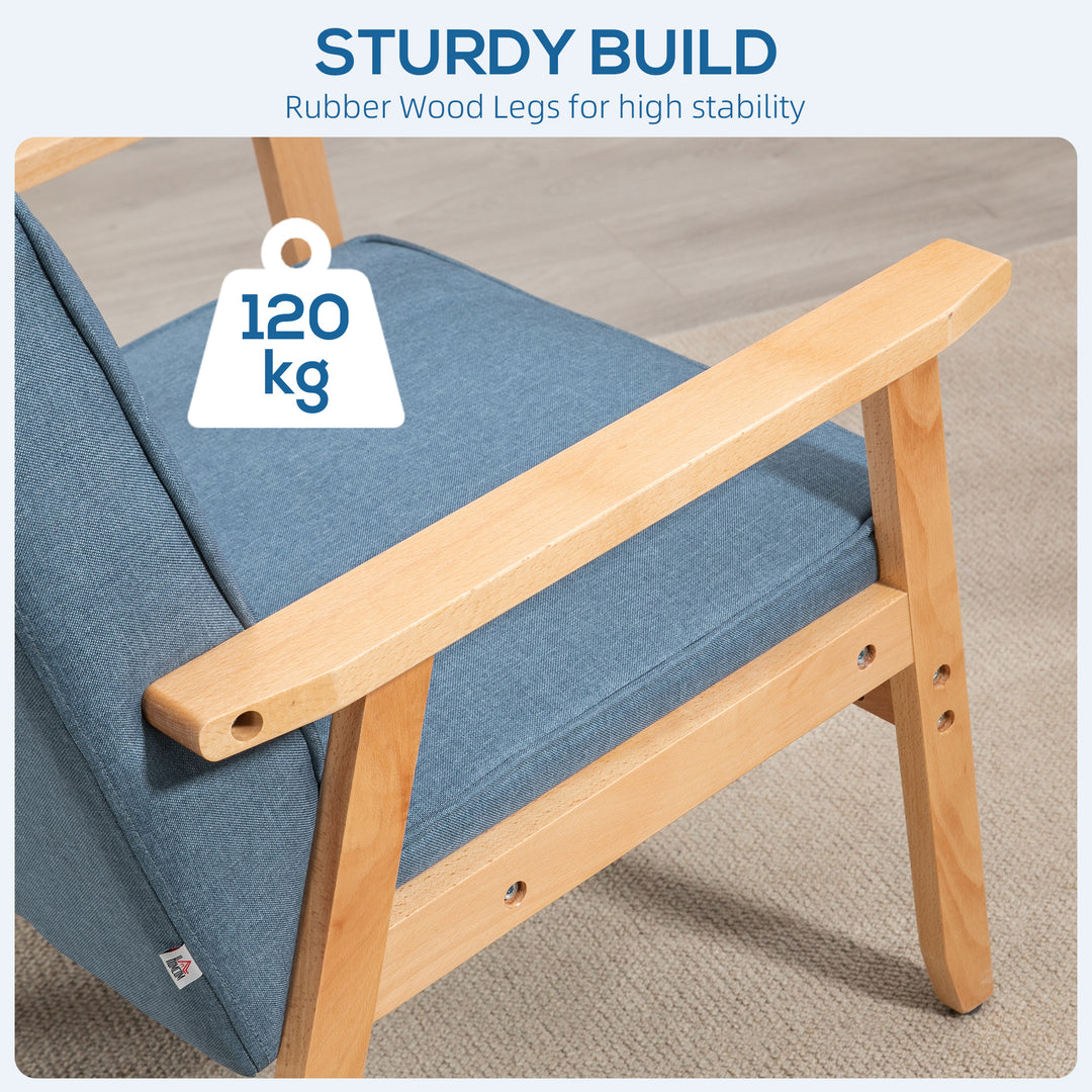 HOMCOM Mid-Century Accent Chair Modern Fabric Upholstered Tufted Back Lounge Sofa Seat - Grey