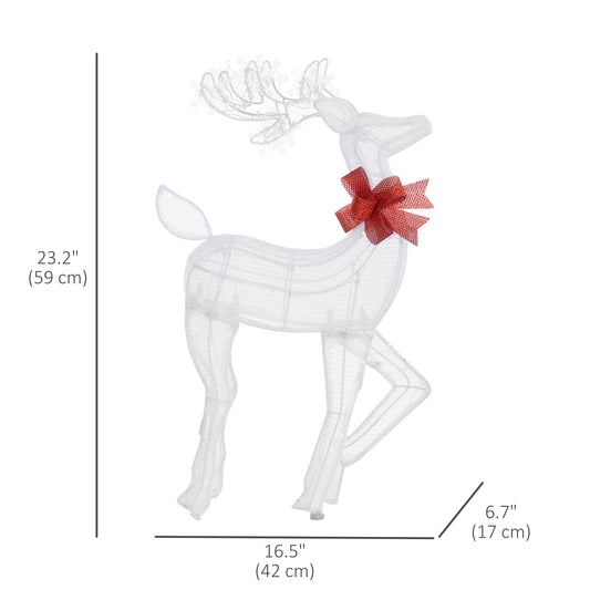 Outsunny Light Up Reindeer Yard Decoration, Lighted Deer Christmas Decoration for Indoor, Outdoor, Garden, Lawn, White