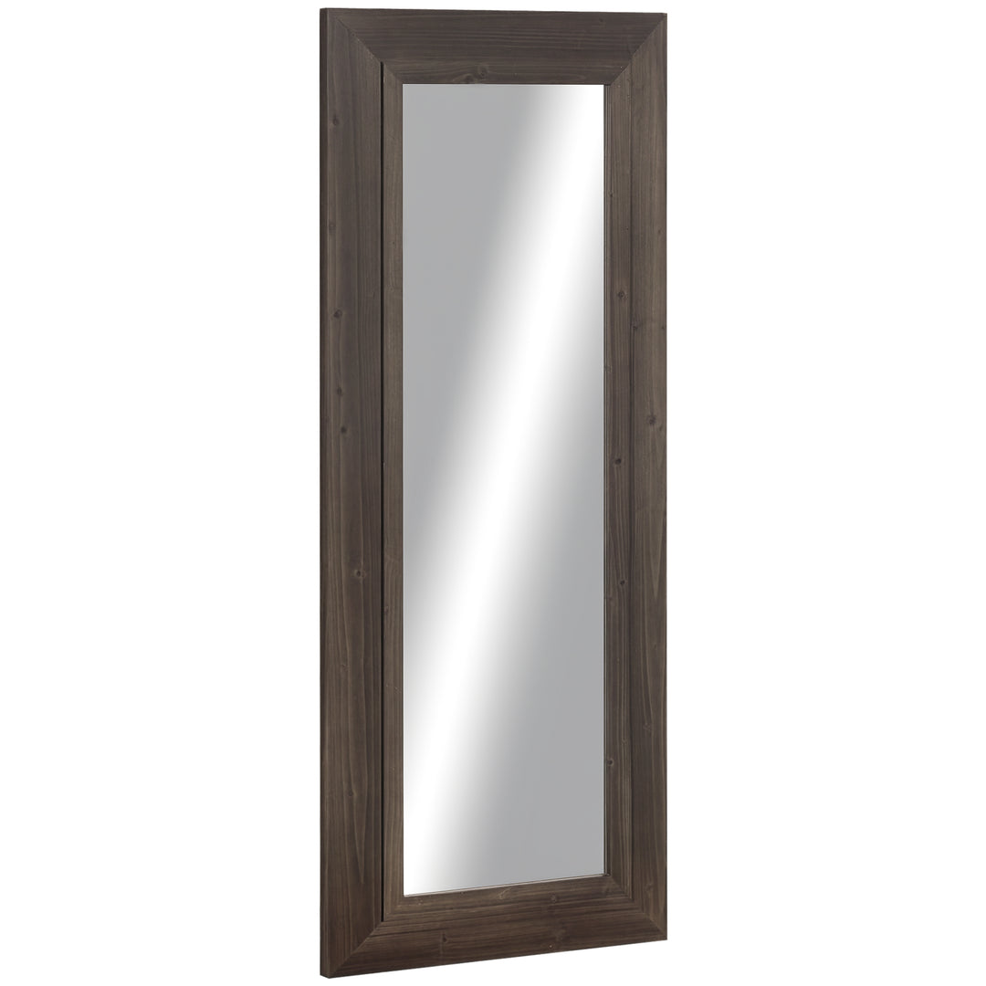 HOMCOM 59" x 23.5" Full Length Mirror, Farmhouse Wall Mount and Leaner Floor Mirror, Vertical and Horizontal for Bedroom, Dark Brown