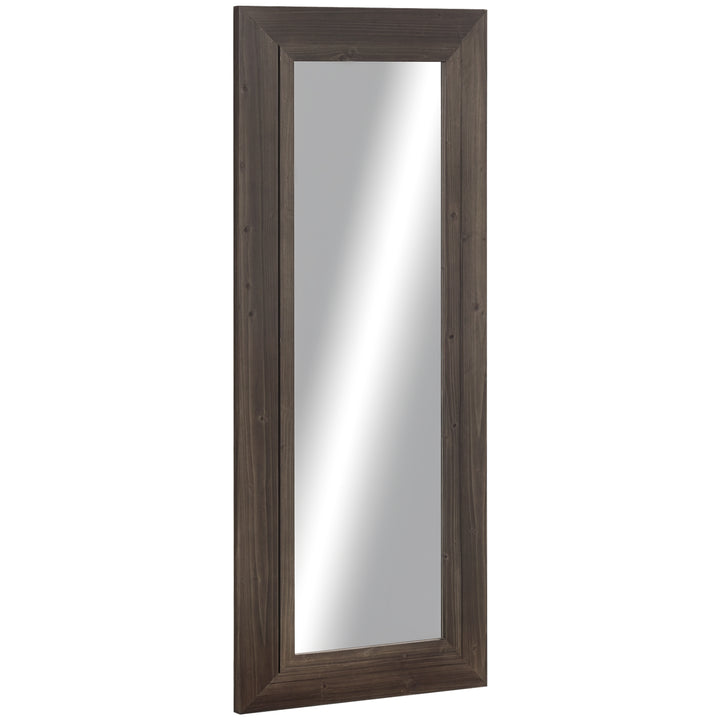 HOMCOM 59" x 23.5" Full Length Mirror, Farmhouse Wall Mount and Leaner Floor Mirror, Vertical and Horizontal for Bedroom, Dark Brown