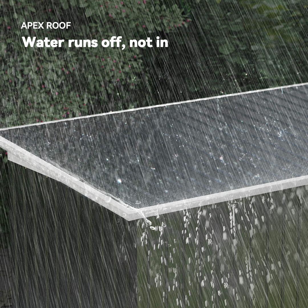 Outsunny 9x4 Outdoor Storage Shed Galvanized Steel Garden Shed with Foundation Kit, Ventilation & Doors, Dark Grey