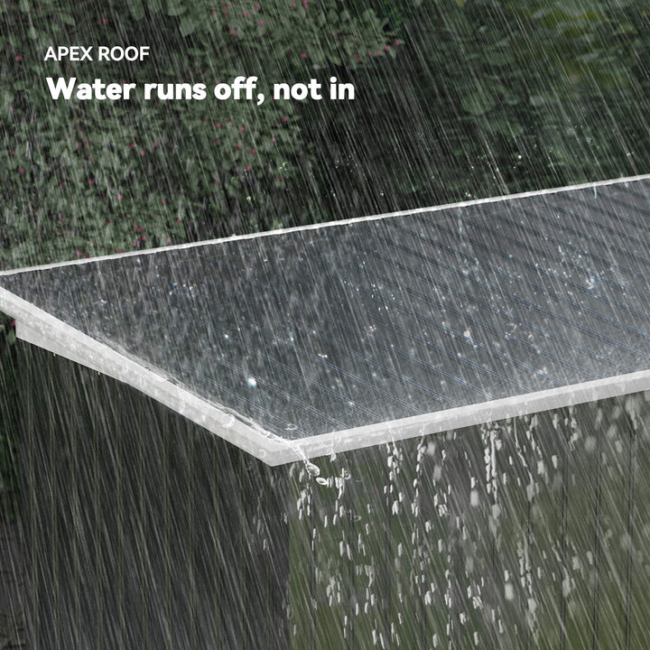 Outsunny 9x4 Outdoor Storage Shed Galvanized Steel Garden Shed with Foundation Kit, Ventilation & Doors, Dark Grey