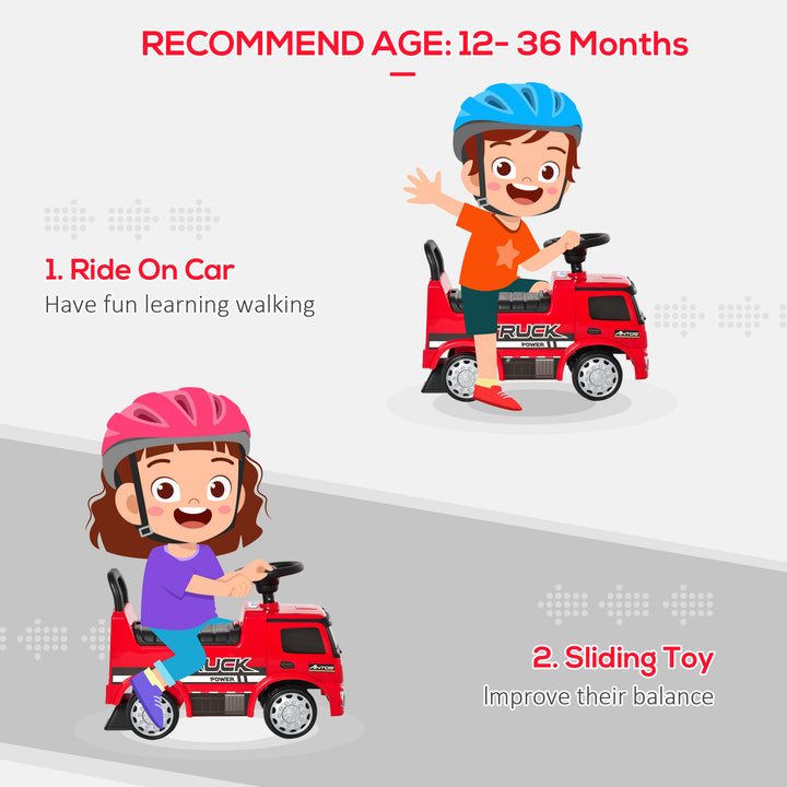 Qaba Mercedes-Benz Antos Licensed Kids Ride On Car, Foot to Floor Slider Baby Car with Steering Wheel, Horn, Headlight, Red