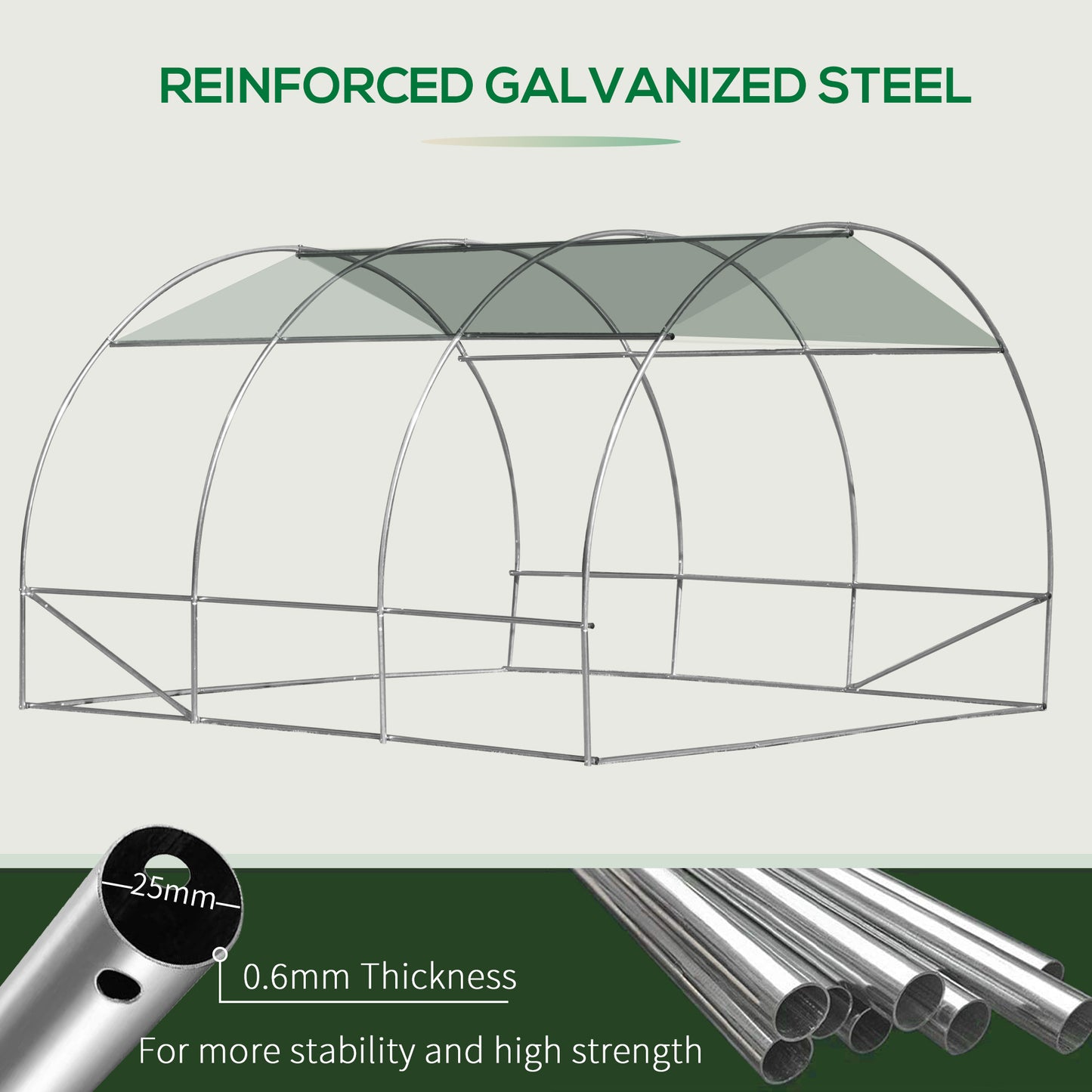 Outsunny 10' x 10' x 6.5' Walk-in Tunnel Greenhouse with High-Quality Transparent PE Cover, Zipper Doors, & Windows