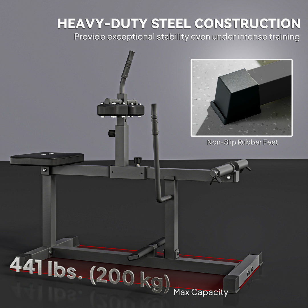 Soozier Adjustable Seated Calf Raise Machine, Steel Leg Press Machine, Strength Training Gym Equipment for Legs, Waist And Arms, Black