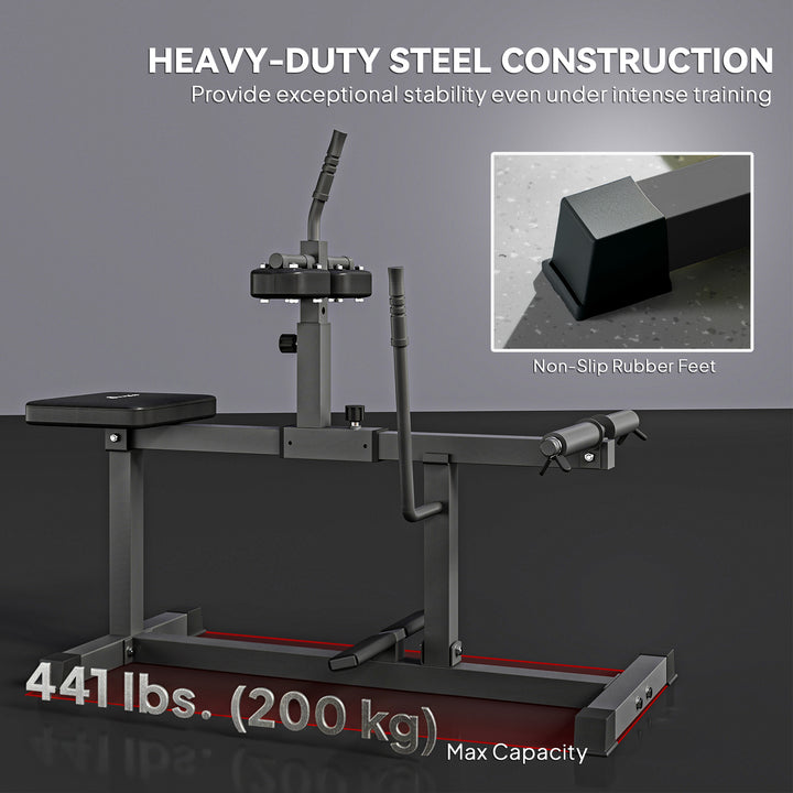 Soozier Adjustable Seated Calf Raise Machine, Steel Leg Press Machine, Strength Training Gym Equipment for Legs, Waist And Arms, Black