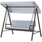 Outsunny 3 Seater Patio Swing Chair, Porch Swing with Adjustable Canopy and Removable Cushions, Outdoor Swing Seat, Beige
