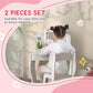 Qaba Kids Vanity Set, Dual-Use Dressing Table with Removable Tri-Folding Mirror and Drawer, for Ages 3-8, Pink