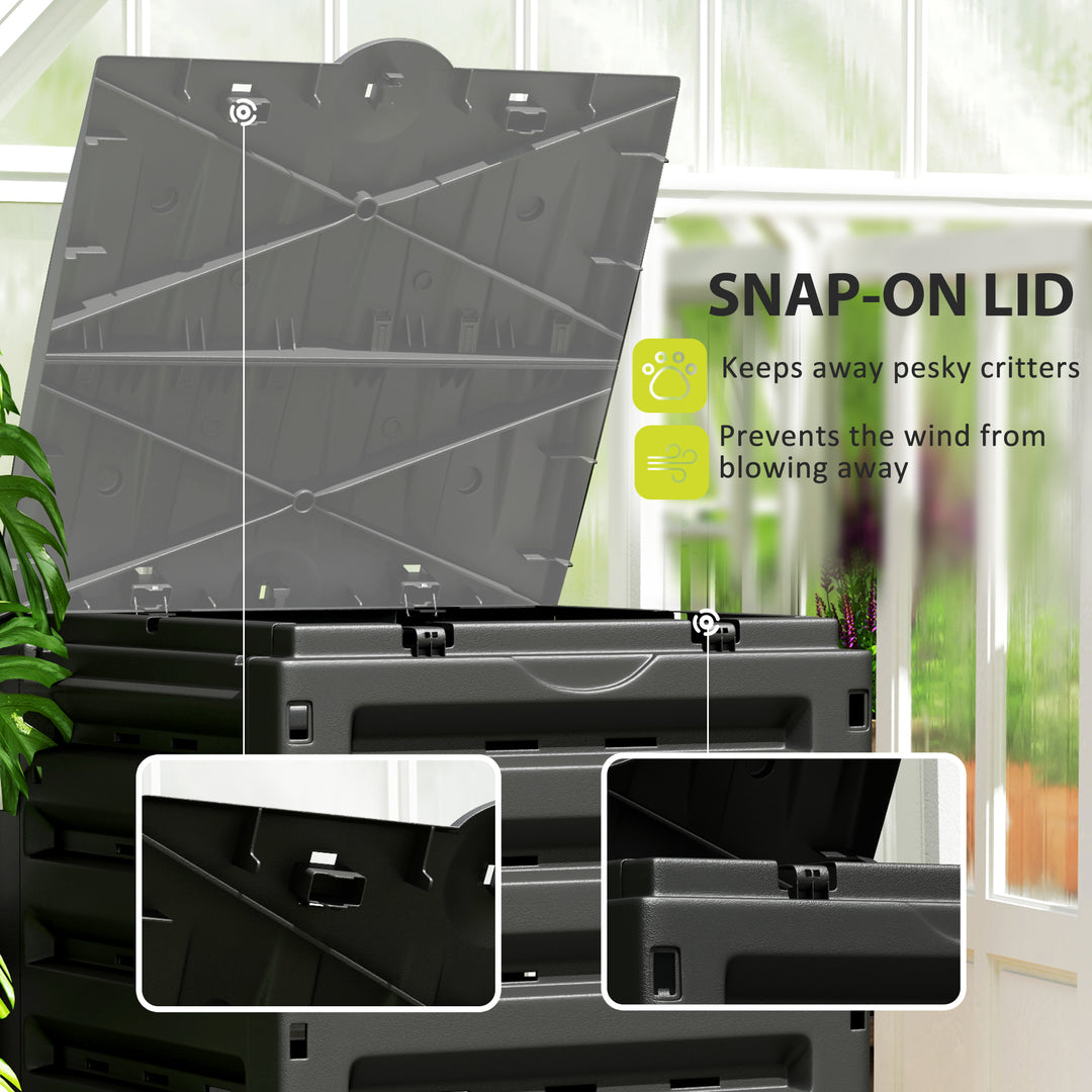 Outsunny Compost Bin, Garden Composter with 80 Vents and 2 Sliding Doors, 120 Gallon (450L), Black