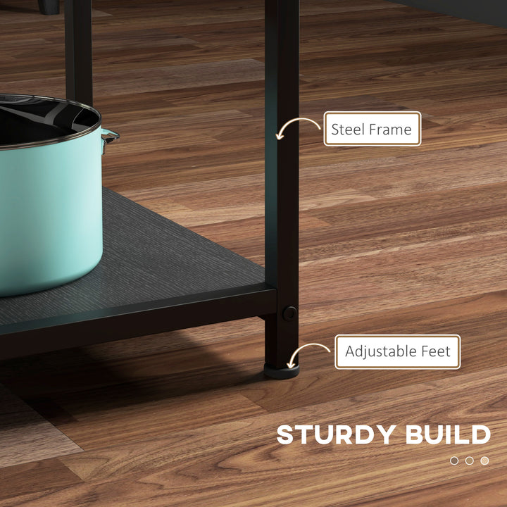 HOMCOM Round Kitchen Table for 4-6 People, 39.4 Inch Industrial Dining Table with Storage Shelves, Rustic Brown