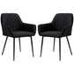 HOMCOM Dining Chairs Set of 2, Linen Upholstery Accent Chair with Back, Armrest, Metal Legs, Dark Grey
