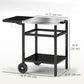 Outsunny Outdoor Grill Dining Cart with Stainless Steel Top and Foldable Side Table, BBQ Movable Pizza Oven Stand Food Prep Table Trolley with Hooks Shelf Cover, Black