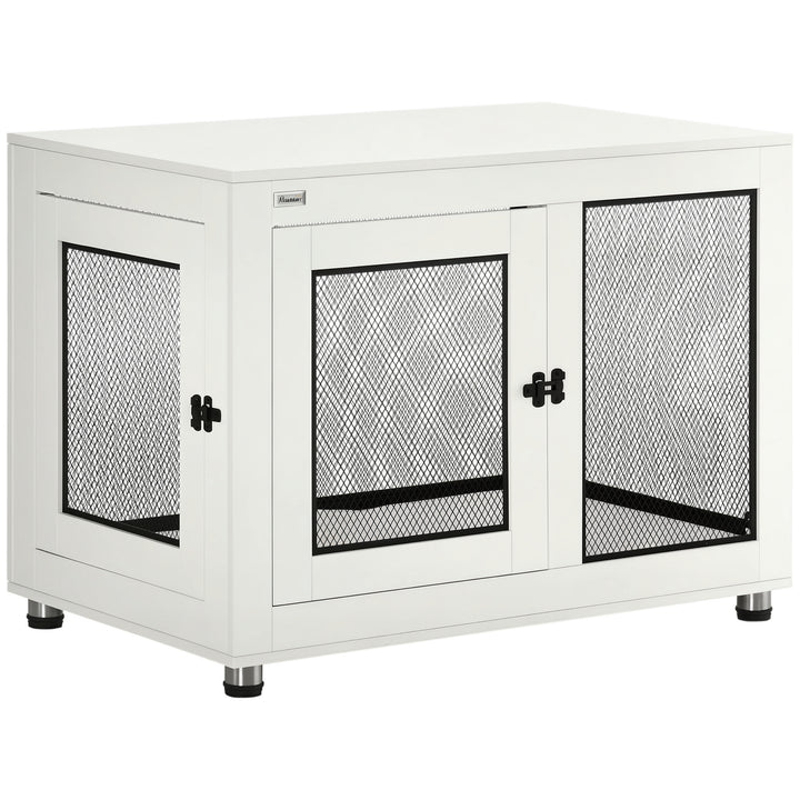 PawHut Pet Crate End Table with Water-resistant Cushion or Large Medium Dogs, White