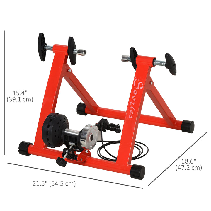 Soozier Bike Trainer Magnetic Bicycle Stand Indoor Exerciser w/ Quick Release Skewer, 5 Levels Resistance, Red