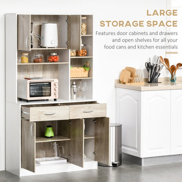 HOMCOM Kitchen Buffet with Hutch Multi Storage Cupboard Cabinet Server Sideboard with Drawers