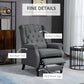 HOMCOM Wingback Reclining Chair with Footrest, Button Tufted Recliner Chair with Rolled Armrests for Living Room, Light Grey