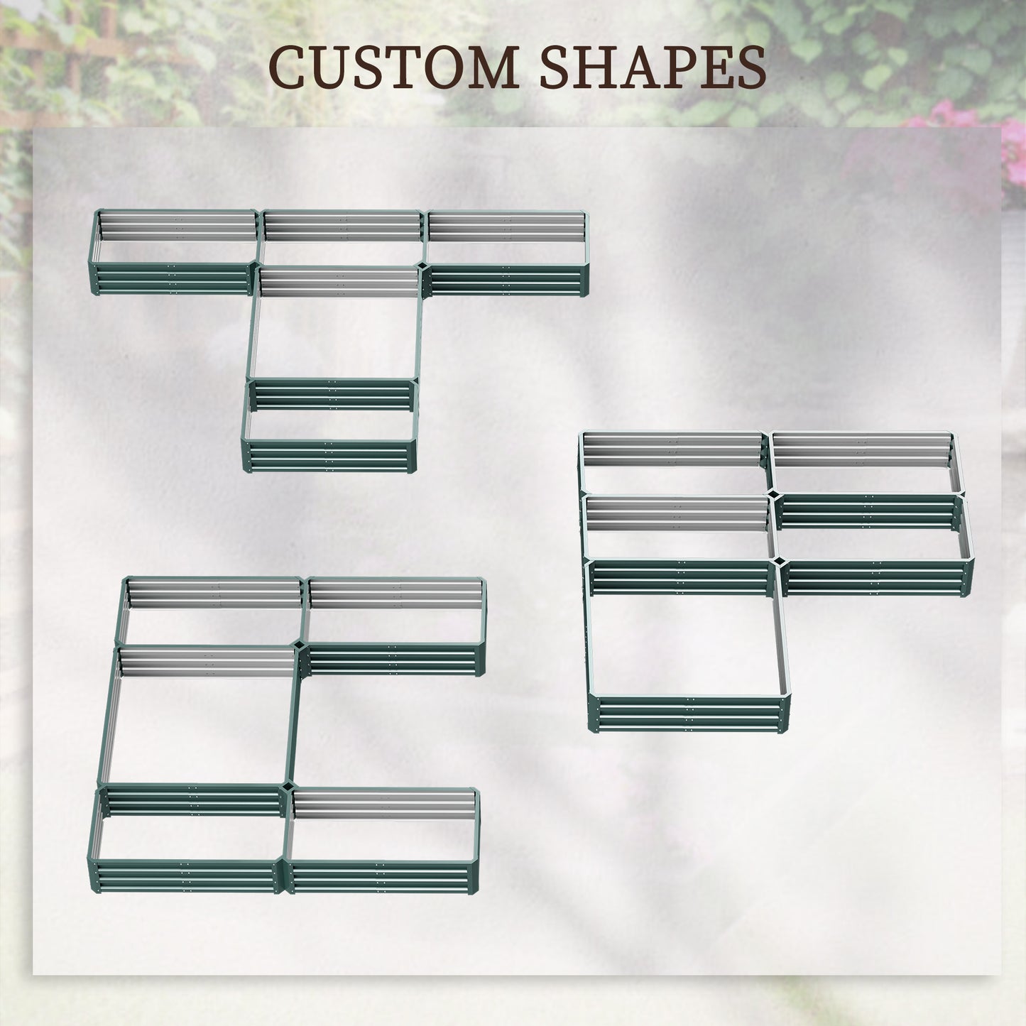 Outsunny Steel Raised Garden Bed, Set of 5 Large Box Planters for Outdoor Plants Vegetables Flowers Herbs, 8x8x1ft, Green