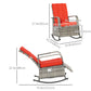 Outsunny Outdoor Wicker Rocking Chair with Cushion, Patio PE Rattan Recliner Chair with Adjustable Footrest, Armrests, Dark Blue