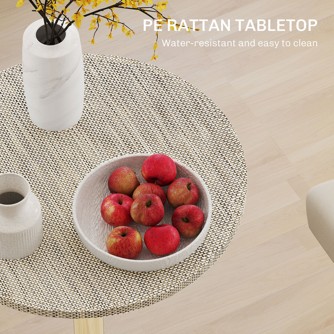 HOMCOM Adjustable Bar Table for 2, Round Pub Table with PE Rattan Top and Steel Base for Home Bar, Small Dining Room, Grey