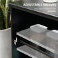 HOMCOM Kitchen Sideboard, Stackable Storage Cabinet, Sliding Glass Door Console, Serving Buffet for Kitchen & Dining Room