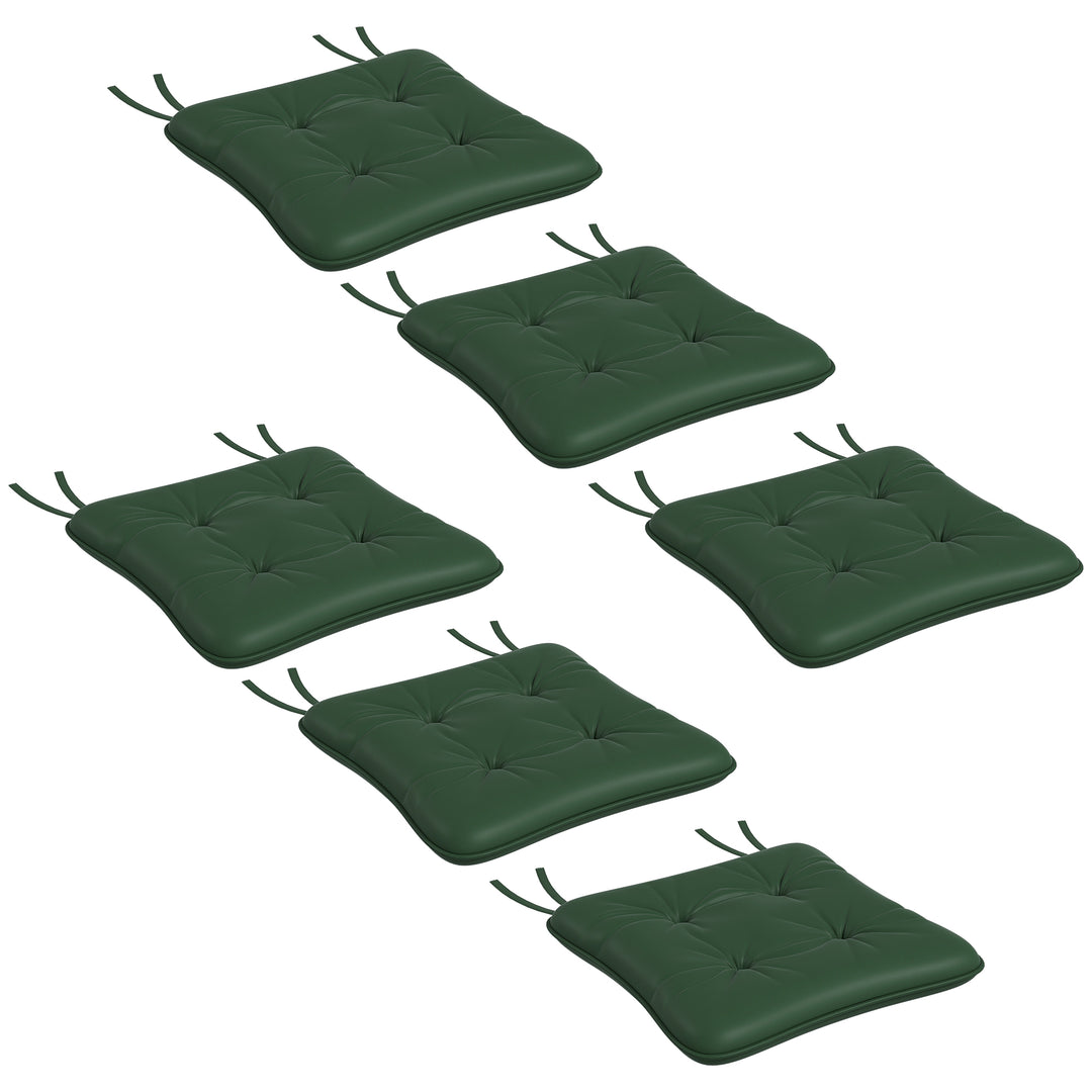 Outsunny 6-Piece Seat Cushion Replacement, Outdoor Patio Chair Cushions Set with Ties, Button Tufted, Dark Green