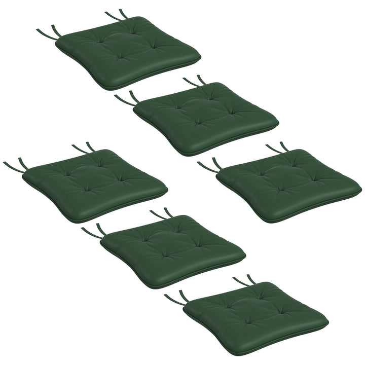Outsunny 6-Piece Seat Cushion Replacement, Outdoor Patio Chair Cushions Set with Ties, Button Tufted, Dark Green