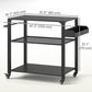Outsunny 3-Shelf Outdoor Grill Cart Table with Foldable Side Table and Stainless Steel Table Top, Pizza Oven Stand on Wheels