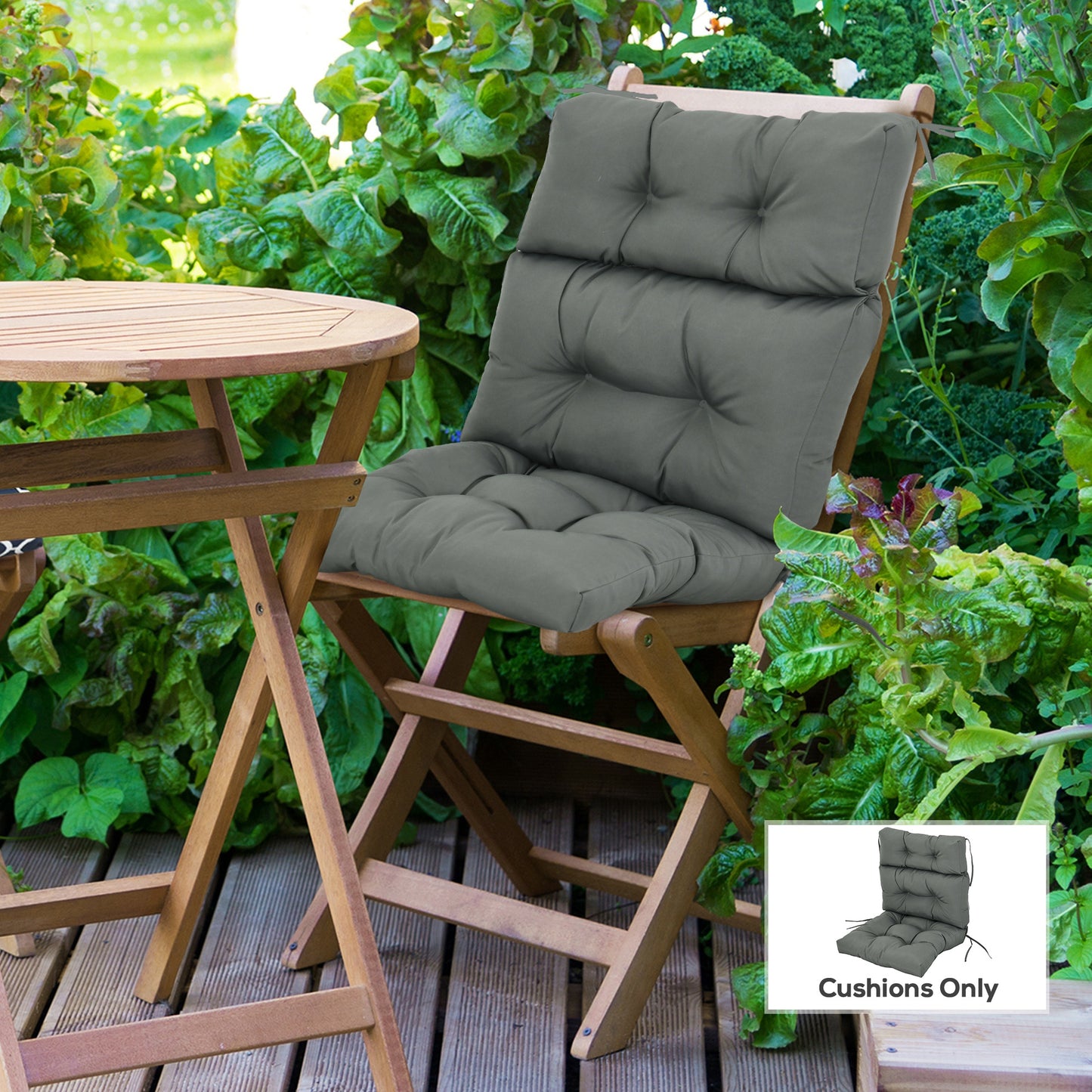 Outsunny Outdoor Patio Chair Seat/Back Chair Cushion Replacement, Tufted Pillow with Thick Filling and String Ties, Light Green