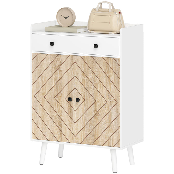 HOMCOM Shoe Cabinet for Entryway, Modern Shoe Storage Cabinet with Adjustable Shelves and Drawer for 12 Pairs, White