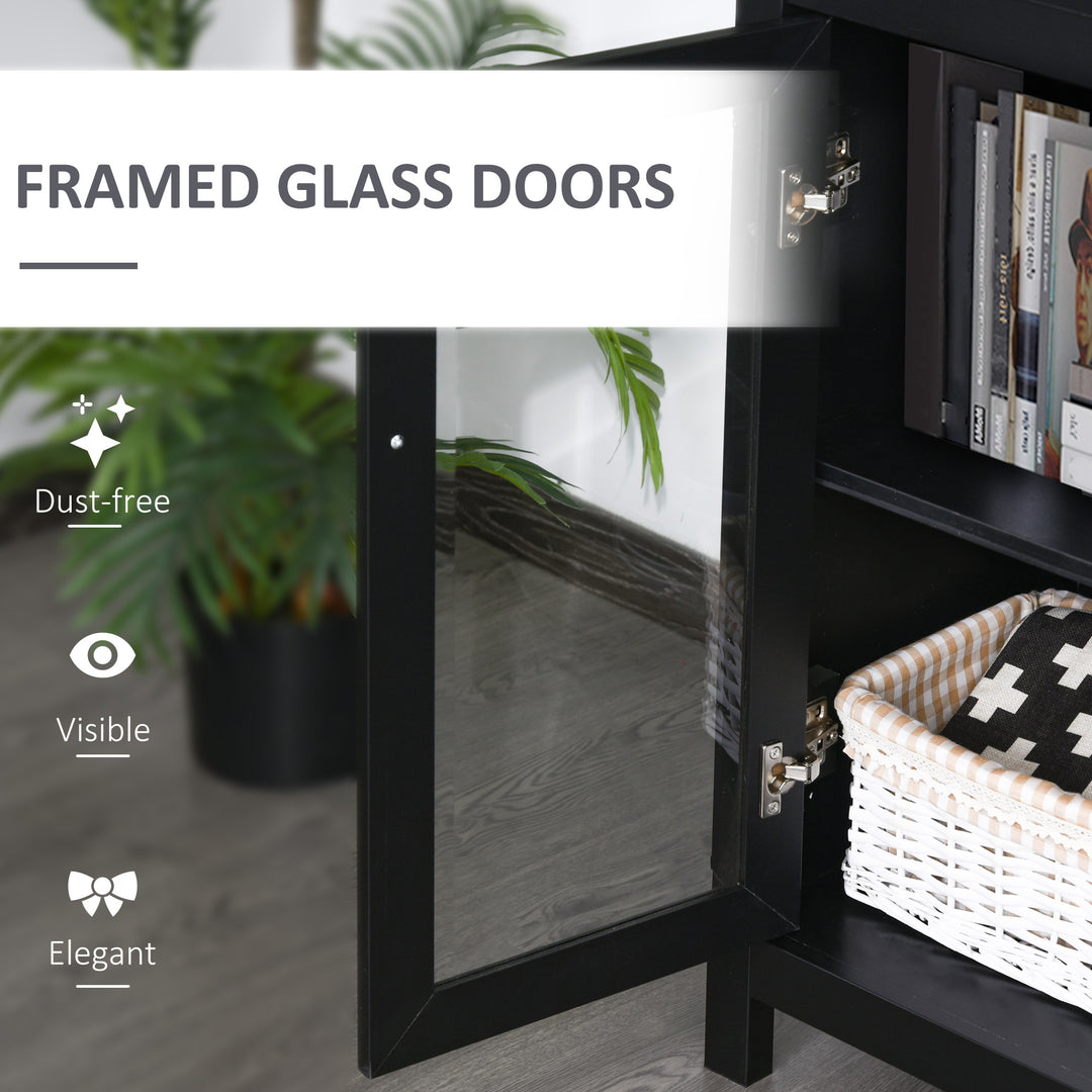 HOMCOM Multifunctional Storage Cabinet Bookcase with Adjustable Shelves Display Rack for Study, Kitchen, Living Room, White