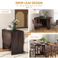 HOMCOM Oval Folding Dining Table, Space Saving Drop Leaf Kitchen Table for Dining Room, Living Room, Distressed Brown