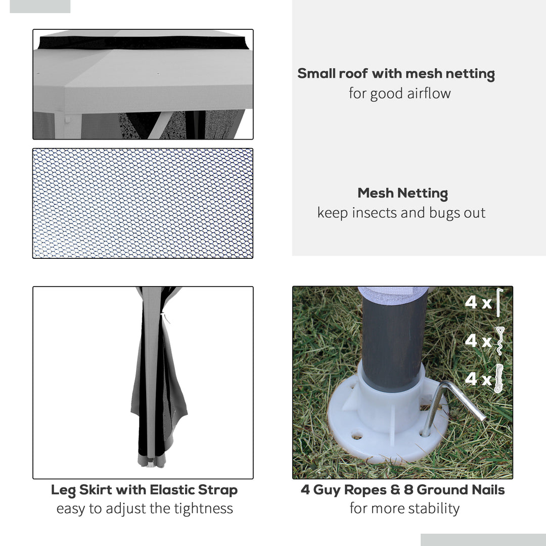 Outsunny 10' x 10' Outdoor Canopy Tent Party Tent with Mesh Netting and Double Tier Roof for Backyard, Garden, Patio, Light Grey