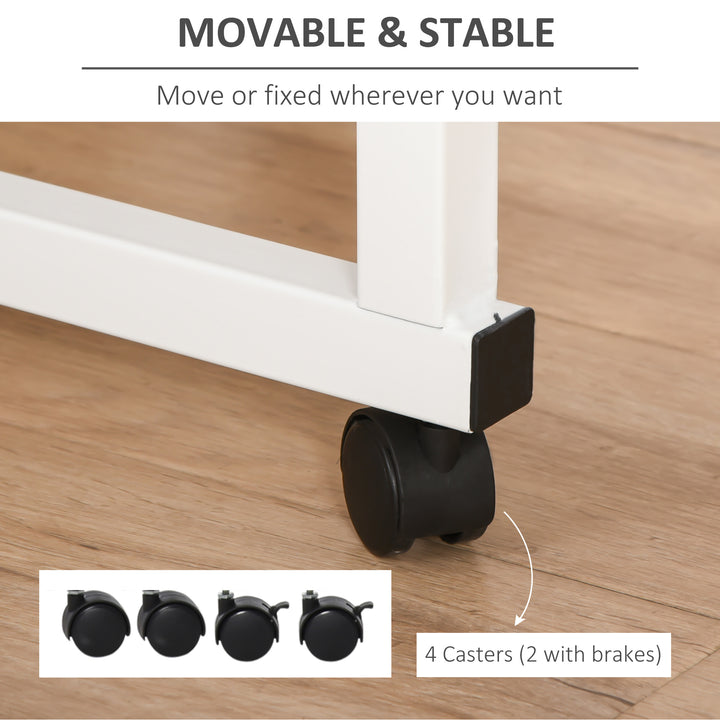 HOMCOM Mobile Standing Desk with Adjustable Height, 23.5 inch Stand Up Desk with Wheels, Natural Wood